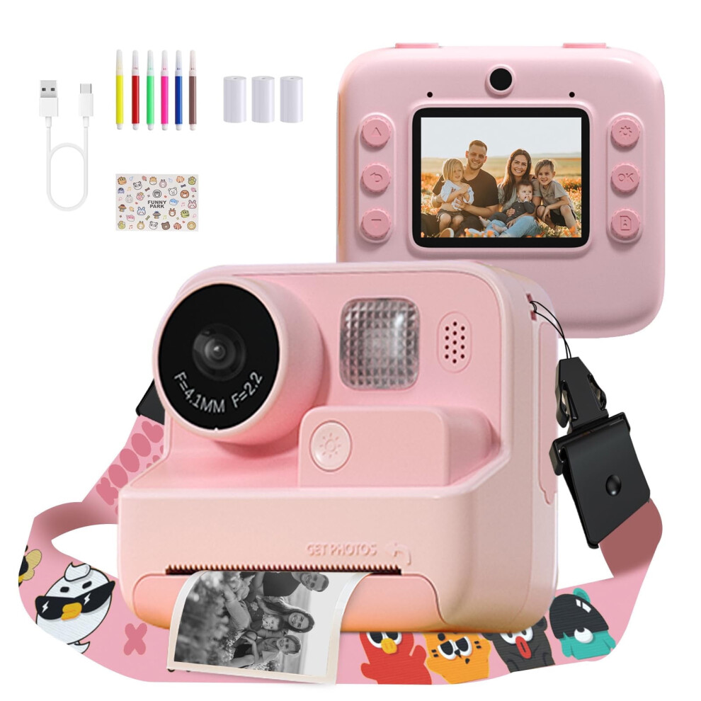 Kids' Instant Print Camera: 48Mp Hd, Thermal Printing, 1080P Video, Rechargeable, 32Gb Tf Card Â Creative Gift For Ages 3-12 9327961900295