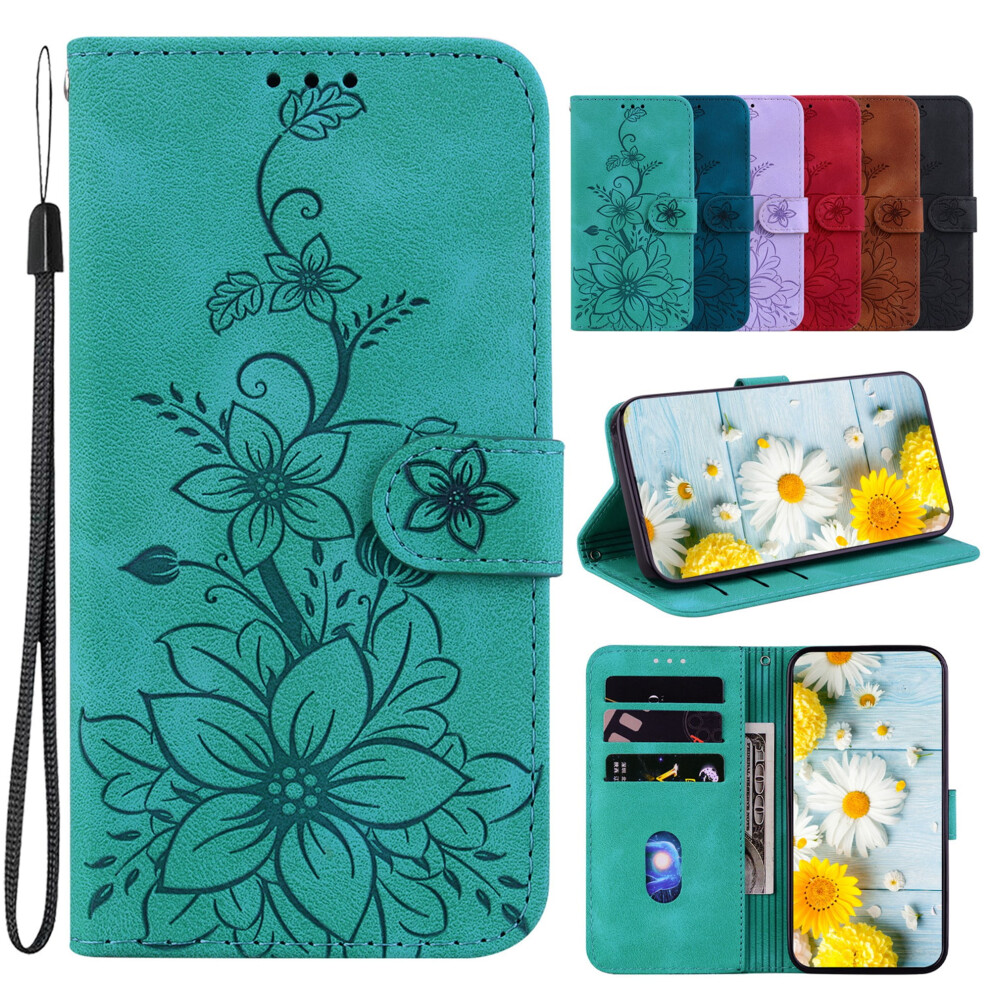 Iphone 13 Wallet Case Â Pu Leather Folio With Card Holders, Wrist Strap & Kickstand, Lily (Compatible With Iphone 13) Green 9193271256960