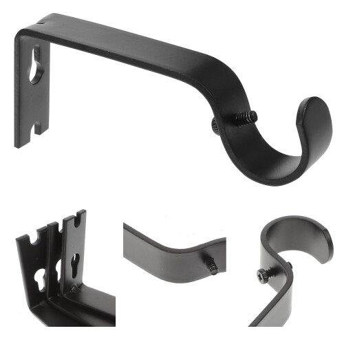 3 Pcs Curtain Rod Bracket Rods Mounting Brackets Black Hooks Curtains 2