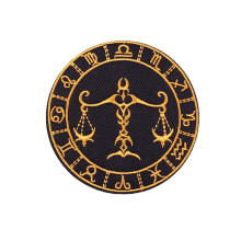 Constellation Embroidered Iron-On Patch Black Gold 3.15 in