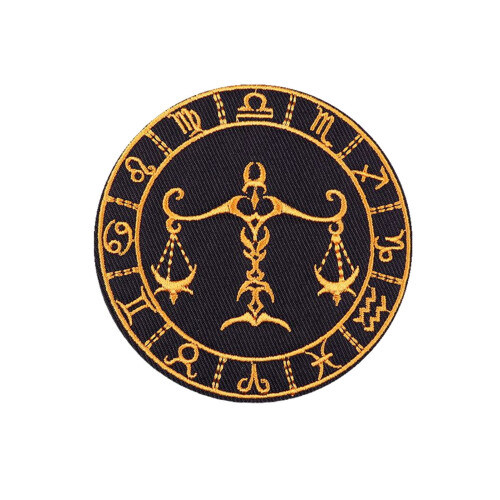 Constellation Embroidered Iron-On Patch Black Gold 3.15 in