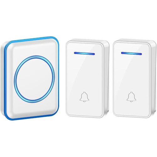 Wireless Waterproof Doorbell Kit LED Receiver and 2