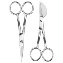 Precision Crafting Scissors Set (2 pcs), 3CR13 Stainless Steel, Duckbill Design for Fabric, Carpet & Paper – Compatible with Sewing & Embroidery