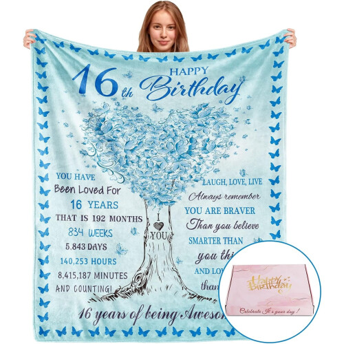Sweet16Gifts για κορίτσια – Κουτί δώρου, Κουβέρτα (60"x80"), Διακοσμήσεις – Συμβατό με