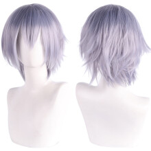 Perruque unisexe courte style anime pour cosplay, cheveux synthétiques duveteux et dégradés résistants à la chaleur, avec frange, idéale pour