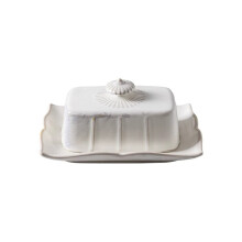 French Vintage Ceramic Butter Box French Tableware Baked Butter Plate with Cow Butter Cover Dim sum Plate Cheese Box