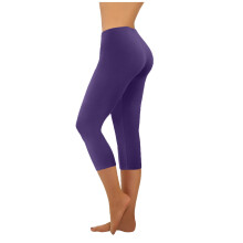 Ausverkaufte, dehnbare Caprihosen für Damen, modisch, lässig, einfarbig, mit hohem Bund und weitem Bein, ideal für Yoga und Freizeit, lila,