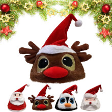 Electric Singing & Dancing Christmas Hat – Interactive Plush Reindeer/Penguin/Santa Hat, Funny Swing Hat for Adults & Kids, Compatible with Holiday