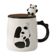 Cute 3D Panda Coffee Mug with Lid & Spoon – Ceramic Tea Cup, Kitchen Decor, Birthday Gift for Panda Lovers, Compatible with Dishwasher