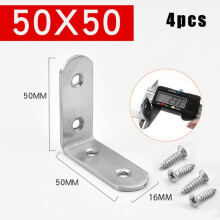 4Pc Stainless Steel Corner Brackets Right Angle L-Shape Brackets 50*50mm