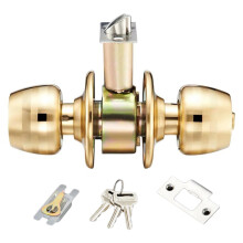 Polished Brass Door Knob Keyed Entry with Adjustable Latches Interior Lock 60mm
