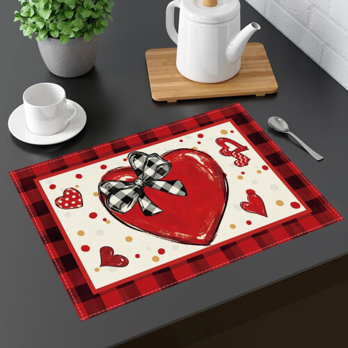 Valentine's Day Placemats Heart Pattern 45x30cm 1