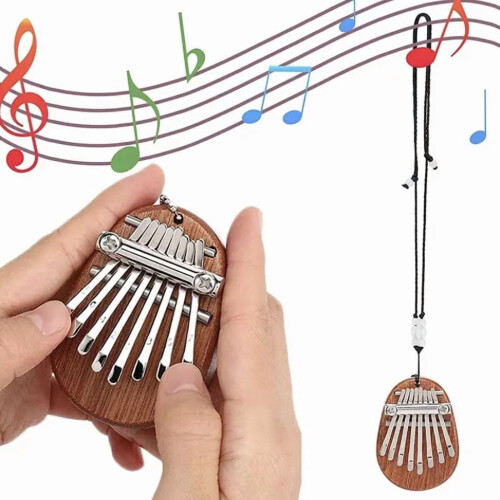 Mini Kalimba Thumb Piano Solid Wood 8 Key Portable with