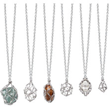 6Pcs Silver Crystal Stone Holders, Stainless Steel Adjustable Gemstone Cage for Jewelry Making, Compatible with DIY Necklace