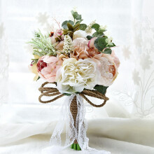 Bouquet de mariée artificiel composé de pivoines et de roses, arrangement floral en soie fait main pour la mariée et ses demoiselles d'honneur