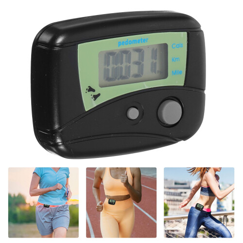 Portable Digital Pedometer Black Hard Plastic Shell Step Counter with Calorie Display 2