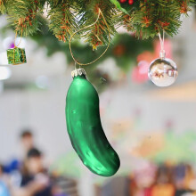 German Christmas Pickle Ornament Green Glass 1 Piece