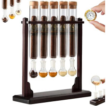 Zigarren-Injektor-Befeuchter-Set mit Holzsockel, Hygrometer und luftdichten Verschlüssen – kompatibel mit Zigarren-Injektor-Glasröhrchen