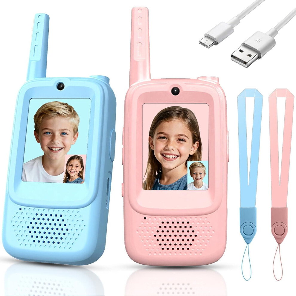 Video Walkie Talkies For Kids 2-Pack, Rechargeable With Screen Display Voice Changer & Real-Time Video Chat 9165521898510
