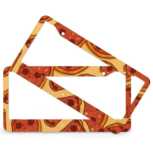 Pepperoni Cheese Pizza License Plate Frame Aluminum 2 Pack 1