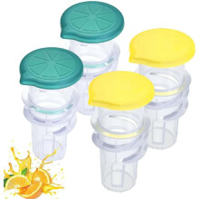 Mini Portable Lemon Juicer, 2025 Upgraded Screw-Top Citrus Press with Lid, Compact Juice Extractor (Green + Yellow)