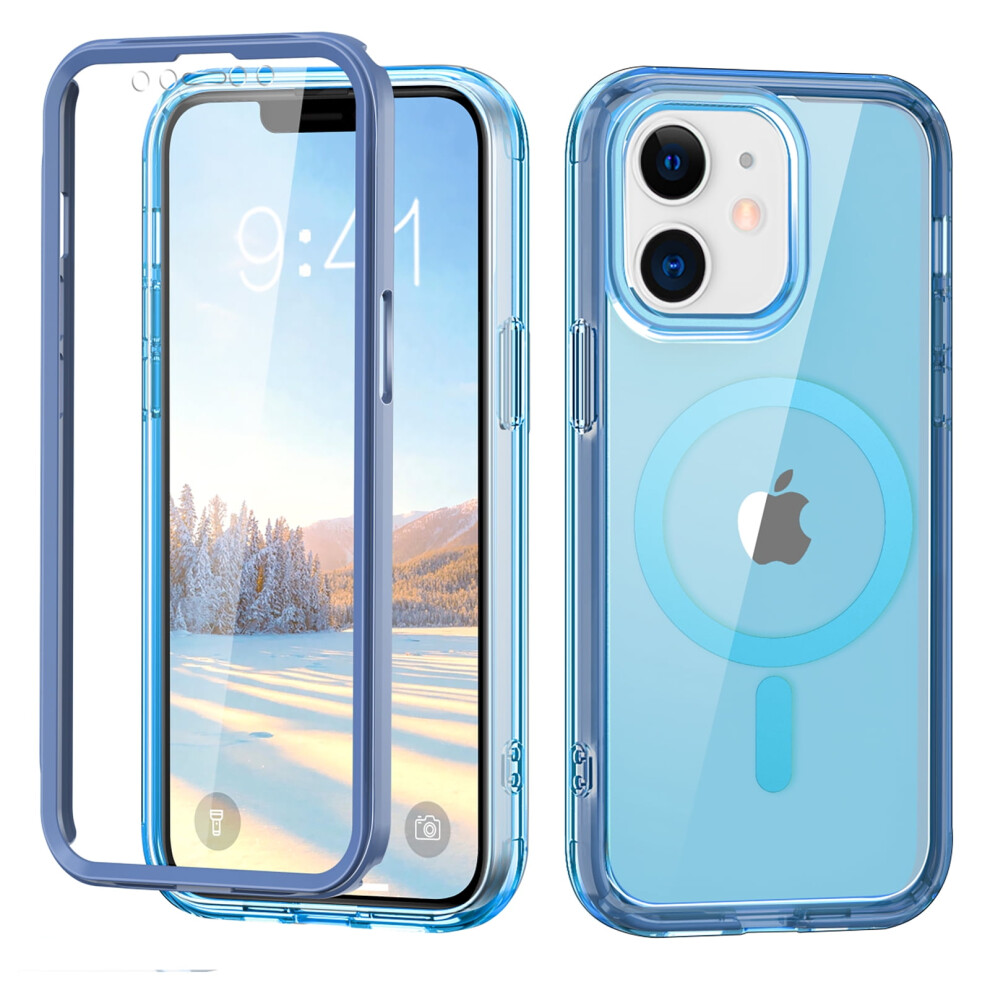 Allytechgroup Iphone 11 Case With Screen Protector, Magsafe-Compatible Transparent Shockproof Drop-Proof Cover, Blue 9193271256571