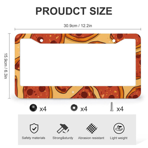 Pepperoni Cheese Pizza License Plate Frame Aluminum 2 Pack 2