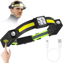 8000 LM LED Headlamp 2-Pack, Rechargeable with Motion Sensor – Compatible with Outdoor Camping, Running, Fishing, Cycling