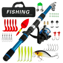 Fishing Gear Telescopic Rod and Reel for Outdoor Angling 6ft Fiberglass Rod with Reel Portable Extendable Fishing Rod for Sea Adventures