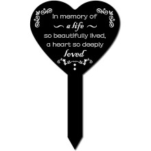 Heart Shaped Grave Markers Acrylic Grave Stakes for Cemetery Waterproof Dad Pet Sympathy Cemetery Decoration