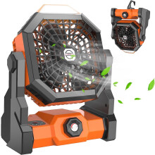 Portable LED Desk Fan with Lantern, Rechargeable Quiet Camping Fan, Battery-Powered Personal Fan with Hanging Hook for Tent/Travel/Home/Office
