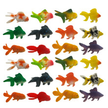 24 peças de peixinhos dourados artificiais em miniatura, feitos com cola macia, para decoração marinha.