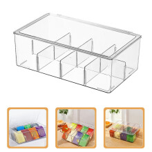 Modern Clear Acrylic Tea Bag Organizer with Multiple Compartments, Storage Box for Home, Kitchen, and Office Use