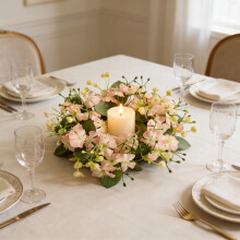 Guirlande de fleurs artificielles printemps/été, mini couronne de bougies florales pour mariages, centres de table, fêtes et décoration de porte