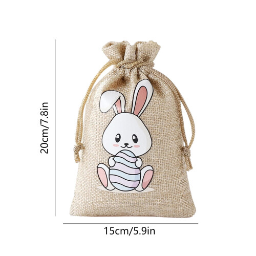 Easter Bunny Party Candy Box Gift Bag Gift Packaging Linen Drawstring Bag Candy Easter Eggs Bag Fun Activity for All Ages 2