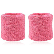 2Pcs Sports Wristband Solid Color Absorbent Wrist Wrap Cotton Breathable Quick Dry Sweatband for Tennis Badminton