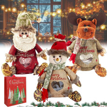 Kerstcadeautasjes met ritssluiting – in de vorm van de kerstman, sneeuwpop, sneeuwvlok en hert, gemaakt van herbruikbare stof, geschikt voor