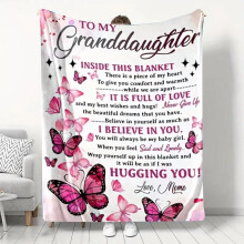 HELLOYOUNG Butterfly Letter Flannel Fleece Throw Blanket
