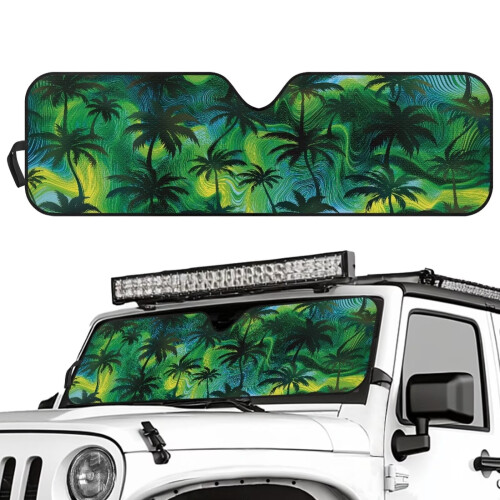 Palm Tree Print Windshield Sunshade for Jeep Wrangler 1