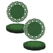 Round Felt Placemats Set of 24, Heat Resistant & Non-Slip, for Dining Table – Christmas/Holiday Decor, Classic & Green Leaf Styles