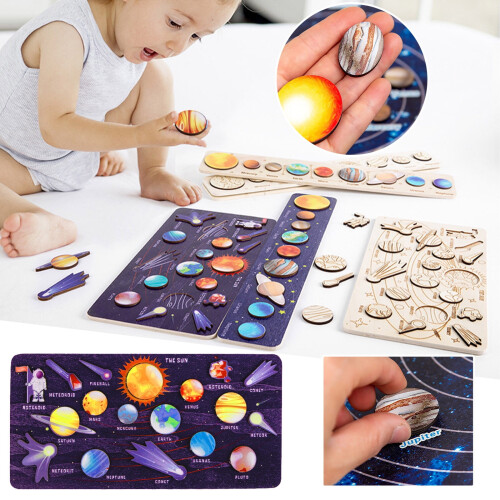 Wooden Solar System Puzzle Montessori Educational Toy 1