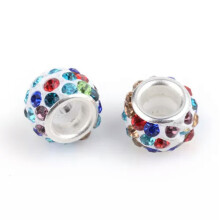 100 perles rondelles en pâte polymère, strass, grand trou, style européen, 10-12 mm, en vrac - #Colorées