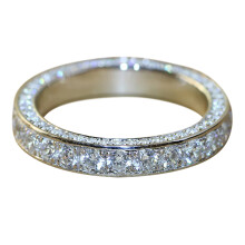 Bague halo plaquée or 18 carats pour femme – Alliance carrée/ronde, sertie de strass, compatible avec l'argent #01
