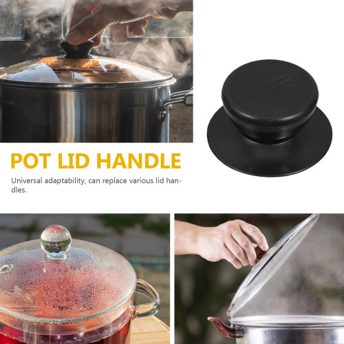 Universal Pot Lid Knobs Replacement Set of 5 Anti-Scald Handle Knobs for Cookware Decor Black PE 2