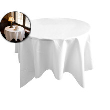 Round Tablecloth – 35.4" Lace-Trimmed Table Cover for Dining Room, Holiday Parties & Birthday Decor, Machine Washable & Elegant Home Table Linen