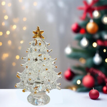 Ornement de sapin de Noël en verre, décoration de Noël en cristal multicolore pour bureau, étagère, cadeau festif
