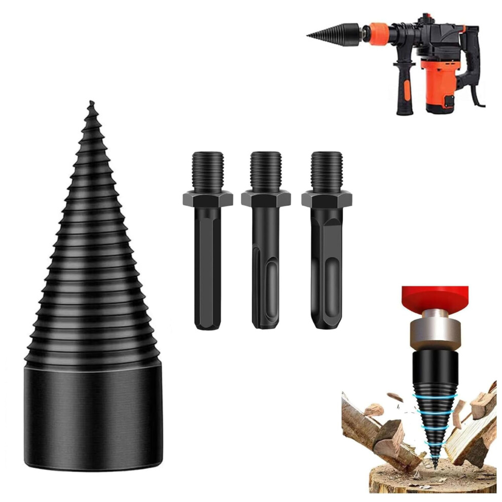 Wood Splitting Drill Bit,Firewood Drill Bit Wood Splitter,Heavy Duty Drill Bit For Wood Splitting,Splitting Wood Cone Driver Hex + Square + Round 9130661145930