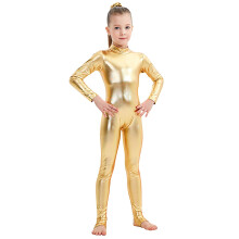Kids Sequin Dance Unitard Long Sleeve 10-12 Years