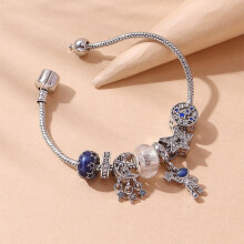 DIY Beaded Bracelet - Multifaceted Fashion Jewelry with Stainless Steel, Brass Alloy, and Rhinestones