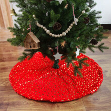Upgraded Christmas Tree Skirt with Star Print – Faux Xmas Tree Skirt, Holiday Decor Mat for Home & Party